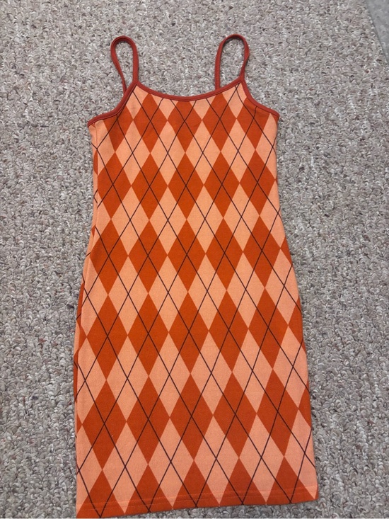 Other - Sleeveless Orange Argyle Knit Tank Dress